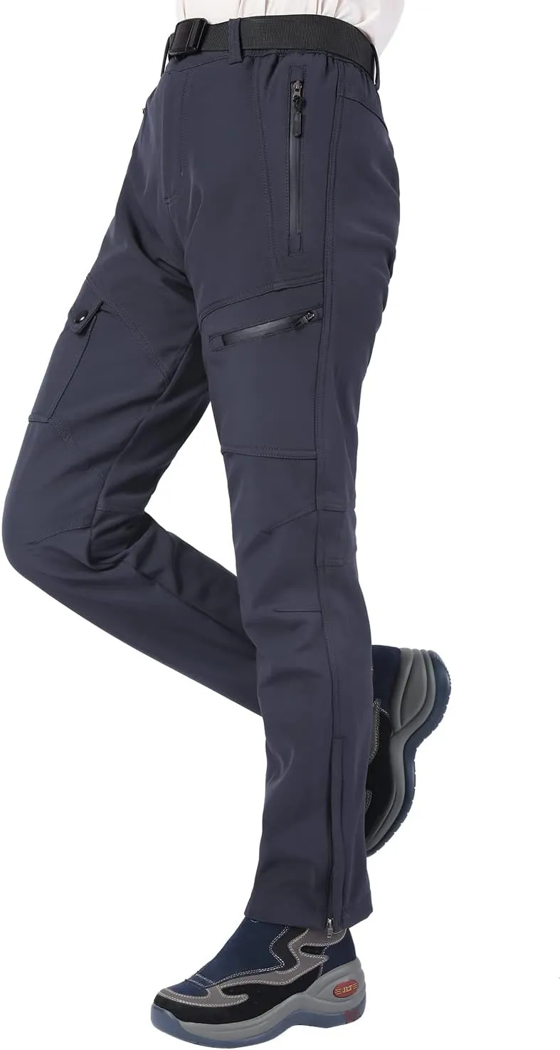 Singbring Women's Outdoor Fleece Lined Waterproof Windproof Ski Snow Hiking Pants