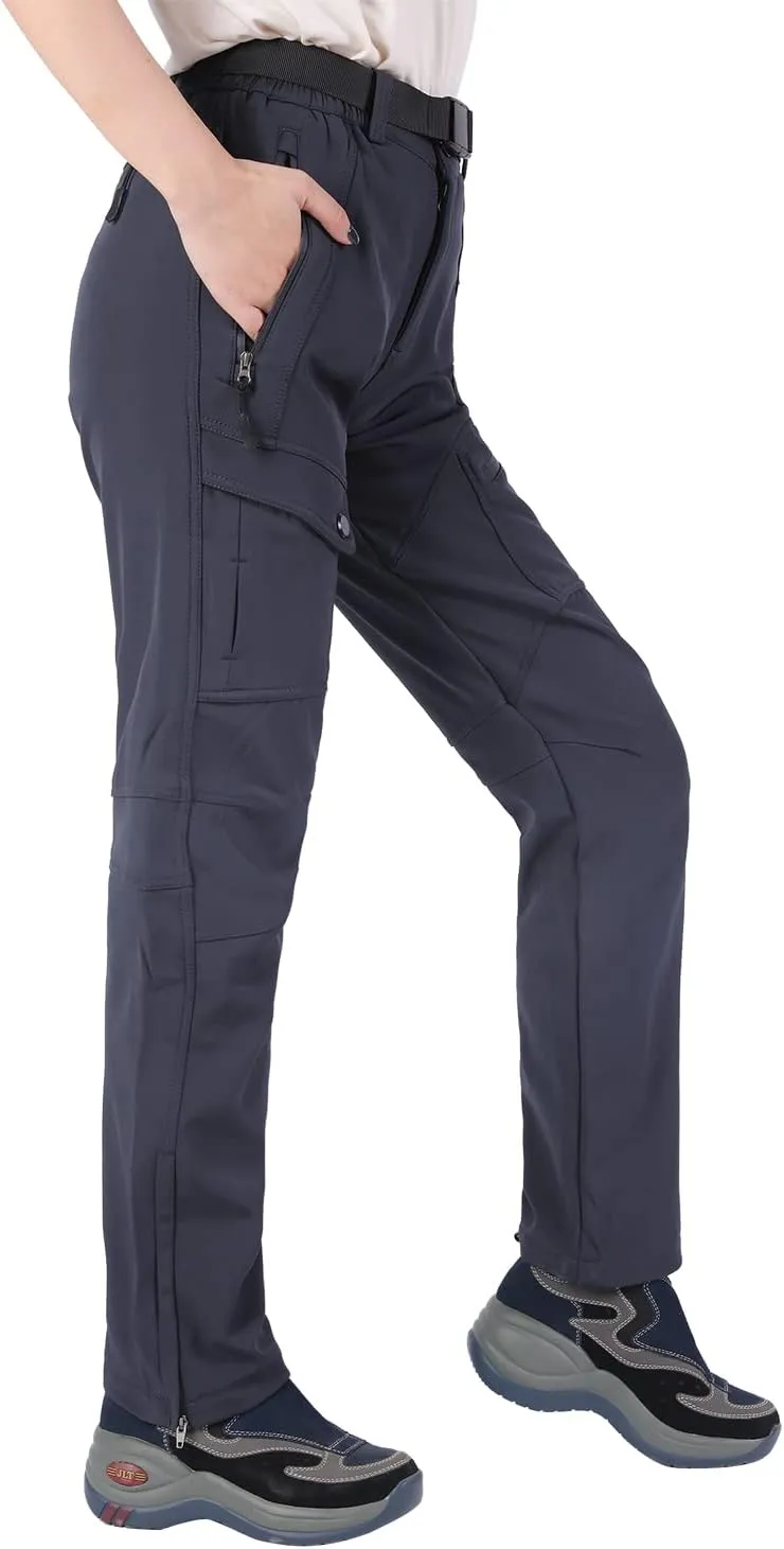 Singbring Women's Outdoor Fleece Lined Waterproof Windproof Ski Snow Hiking Pants