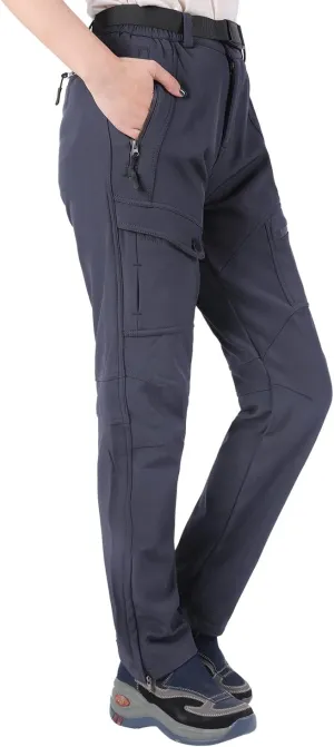 Singbring Women's Outdoor Fleece Lined Waterproof Windproof Ski Snow Hiking Pants