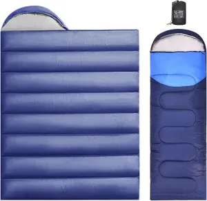 Single Camping Sleeping Bag, Outdoors 3-Season Trip Warm Sleeping Bags with Compression Sack for Indoor & Outdoor Hiking