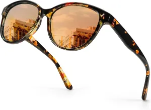 SIPHEW Vintage Round Polarized Sunglasses for Women,Trendy Retro Designer Sunglasses w UV Protection for Outdoor/Medium Fit