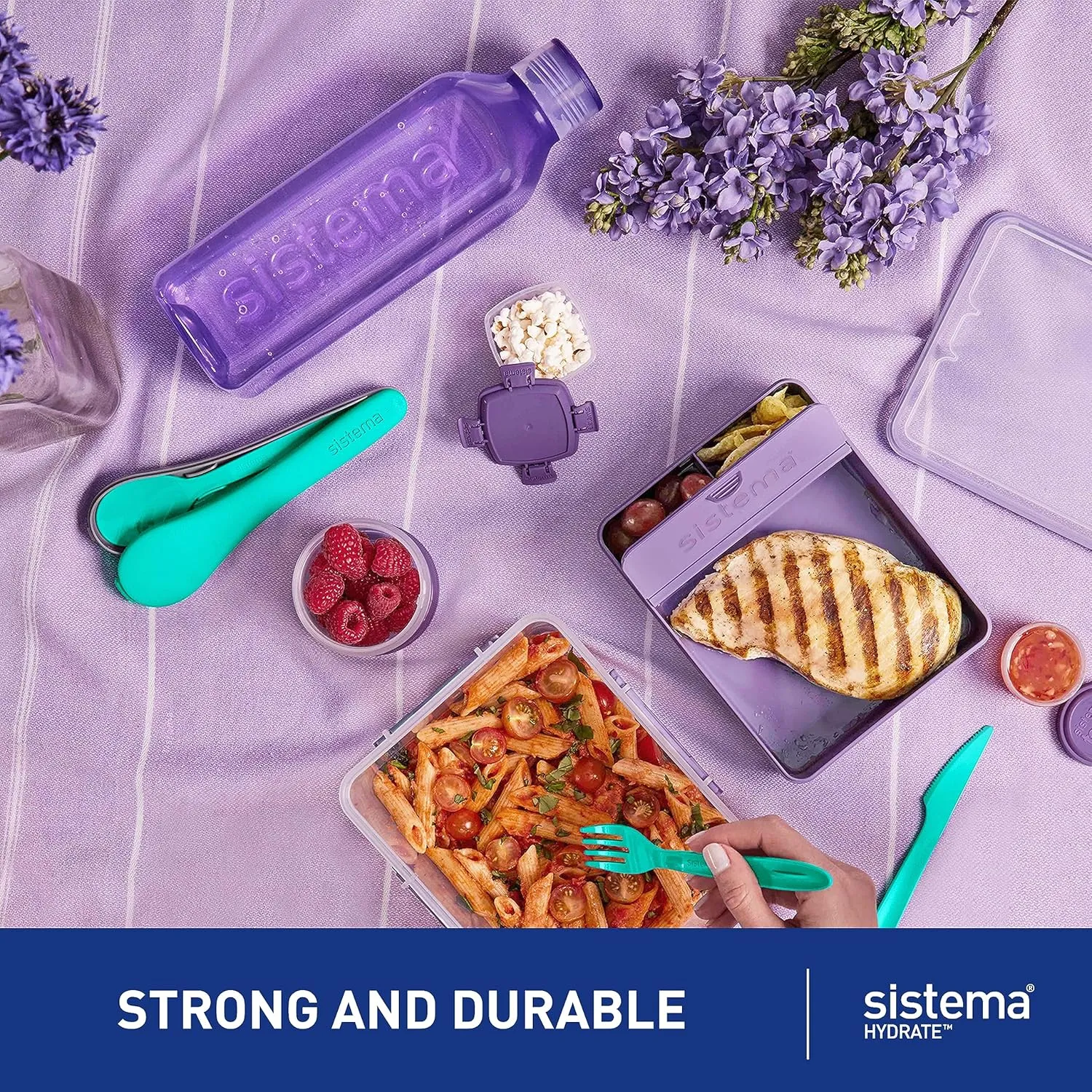 Sistema Square Water Bottles | 1L | Leakproof Kids Water Bottles | BPA-Free | Ocean Blue & Minty Teal | 2 Count