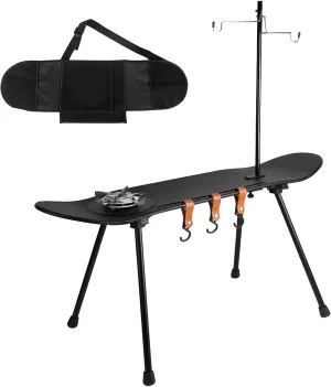 Skateboard Stool, Skateboard Table, 31 inches Skateboard Bench for Outdoor Camping, Skateboard Bench with Stove, Hook and Carrying Bag