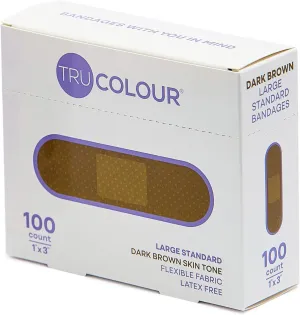 Skin Tone Shade Fabric Bandages (100 Count) – Flexible, Waterproof, PFAS-Free Adhesive Strips Help Protect Cuts, Scrapes, Scratches – Dark Brown, 1 in x 3 in