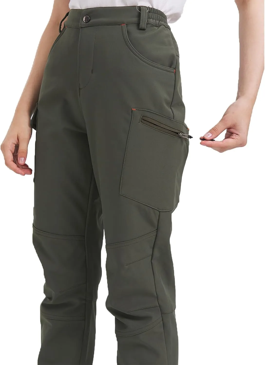 SKYROO Women's Winter Pants Fleece Lined Warm Pants for Hiking Outdoor Water Resistant Elastic Waist