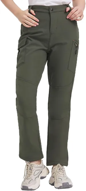 SKYROO Women's Winter Pants Fleece Lined Warm Pants for Hiking Outdoor Water Resistant Elastic Waist