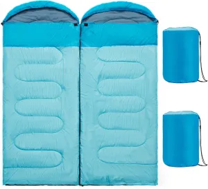 Sleeping Bag, Combinable as Double Sleeping Bags for Adult, 3 Seasons Sleeping Bags for Camping RV Waterproof, Lightweight 2 Person Sleeping Bags for Indoor Outdoor Machine Washable