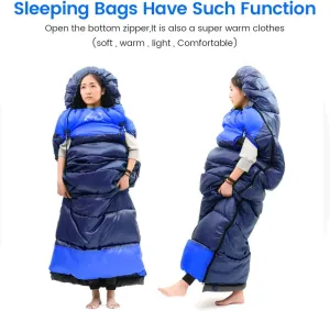 Sleeping Bag Wearable Lightweight Waterproof Sleeping Bags with Zippered Holes for Arms and Feet, Sleeping Bag for Adults, Women, Man, Kids, Camping, Hiking, Backpacking, Traveling - 2.98lbs,Blue