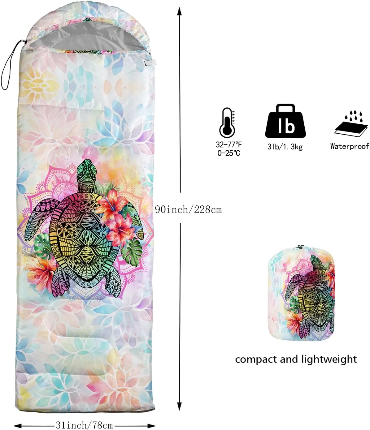 Sleeping Bags for Adults and Kids Camping Sleeping Bags for Girls and Boys Lightweight Waterproof Cold/Warm 3-Season Outdoor Travel with Compression Bags