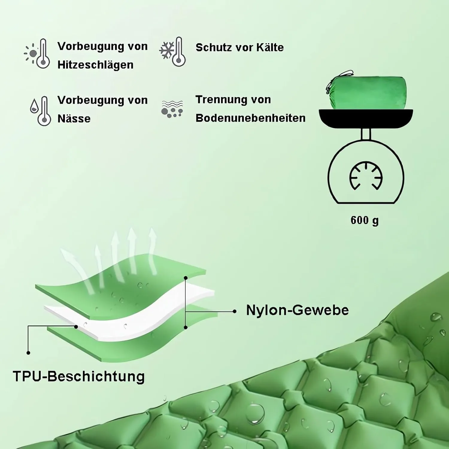 Sleeping Pad Camping Self Inflating Inflatable Air Mattress with Foot Press Pump & Integrated Pillow Ultralight Sleeping Pad Waterproof Outdoor Sleeping Mat