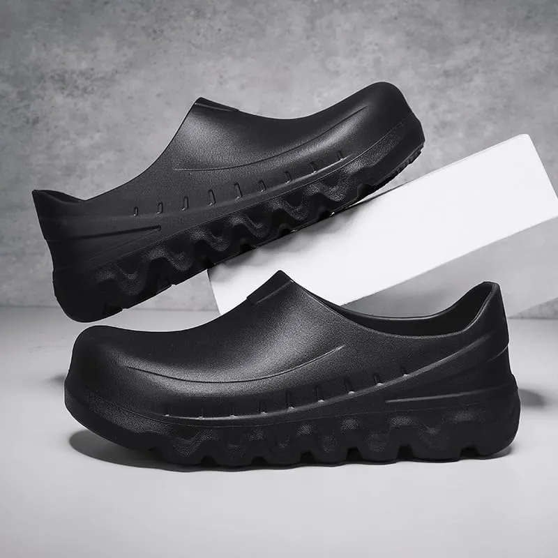 Slip-Resistant Work Clogs, Non-Slip Kitchen Shoes, Waterproof Black