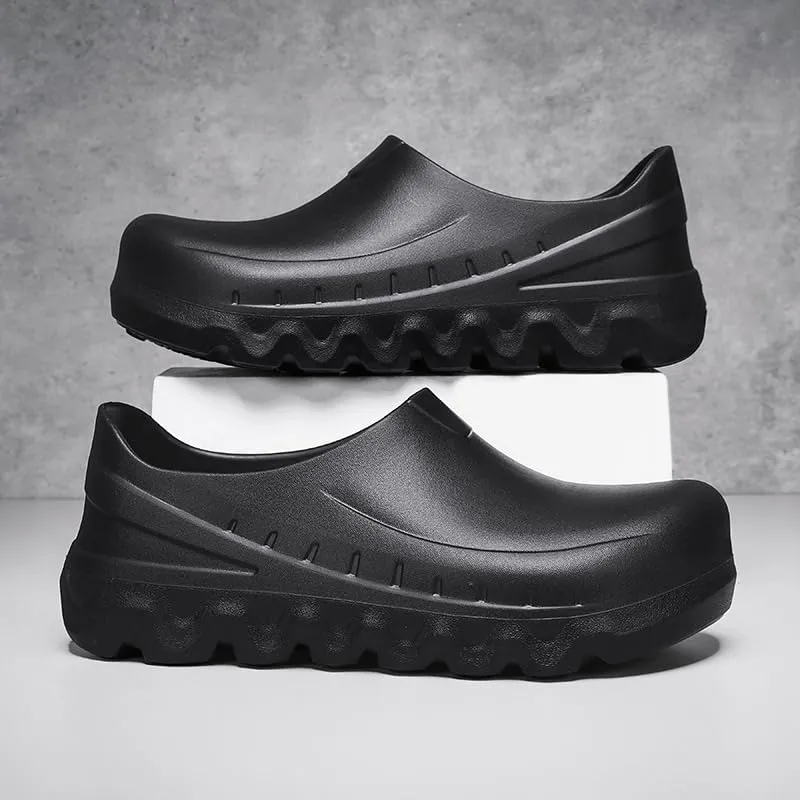 Slip-Resistant Work Clogs, Non-Slip Kitchen Shoes, Waterproof Black