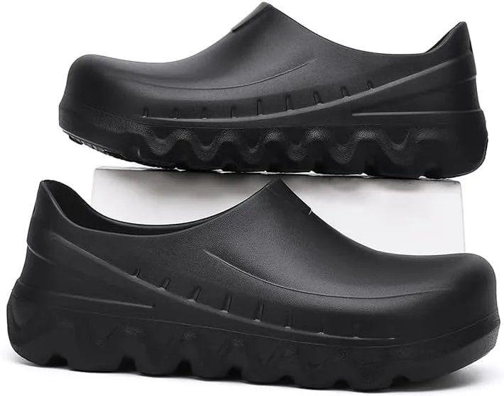 Slip-Resistant Work Clogs, Non-Slip Kitchen Shoes, Waterproof Black