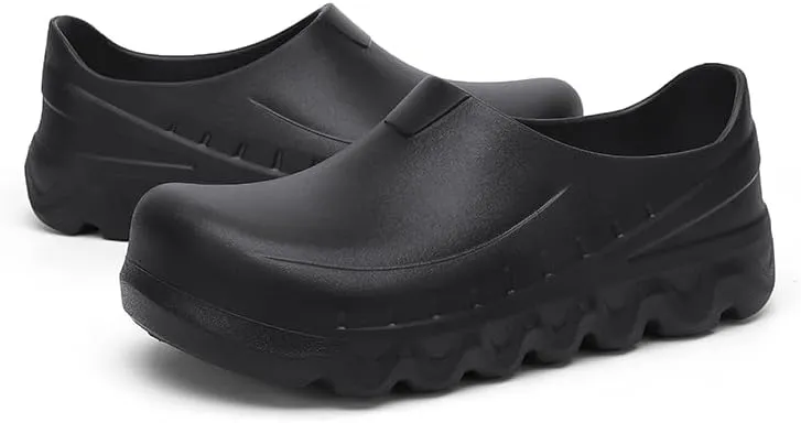 Slip-Resistant Work Clogs, Non-Slip Kitchen Shoes, Waterproof Black