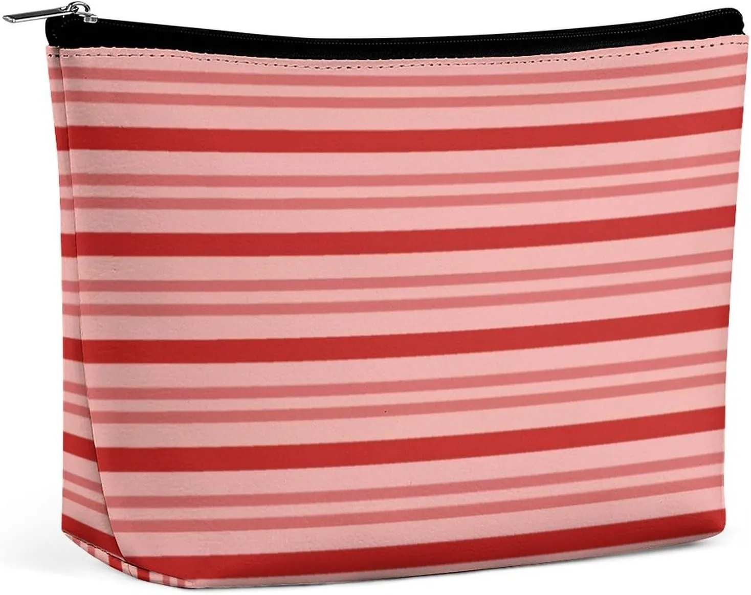 Small Cosmetic Bag, Red Candy Classic Stripes Makeup Bags Elegant Roomy Pouch for Women,Travel Toiletry Accessories Organizer