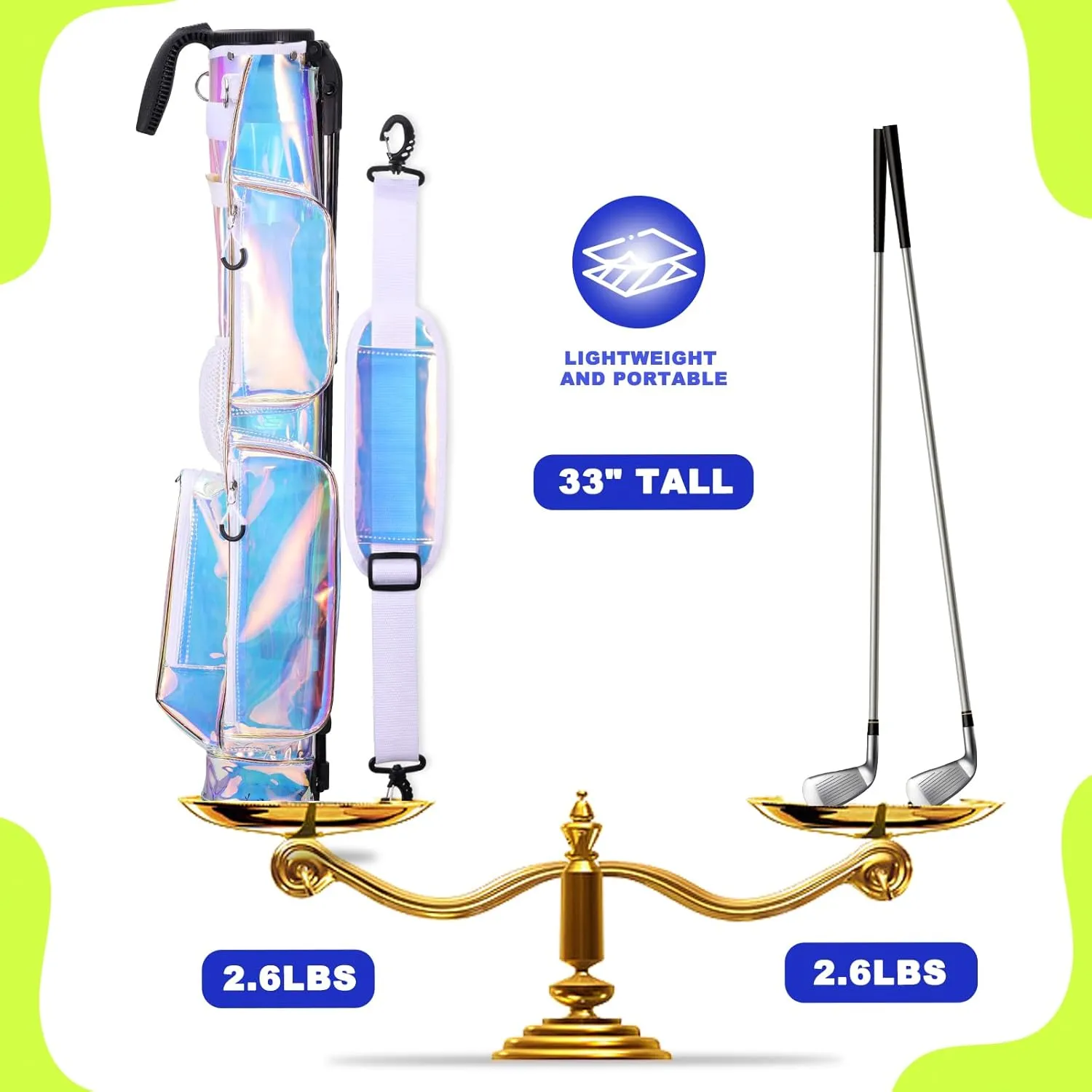 Small Pitch N Putt Golf Bag with Stand Adjustable Strap,Lightweight Sunday Bag Easy Carry 3-7 Clubs to Driving Range,Par 3,Executiv Courses