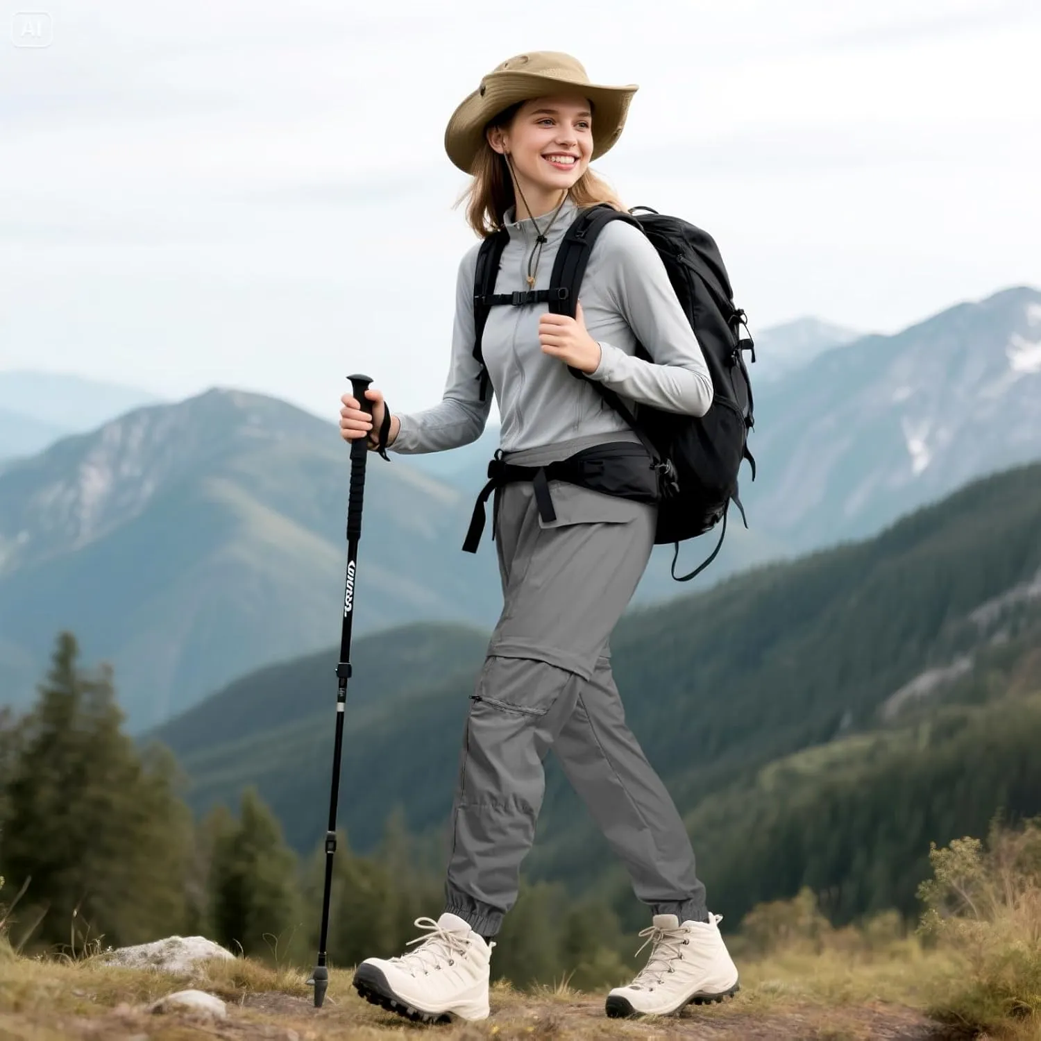 smawell Women's Hiking Pants Convertible Lightweight Zip-Off Outdoor Pants Quick Dry Joggers with Pocket