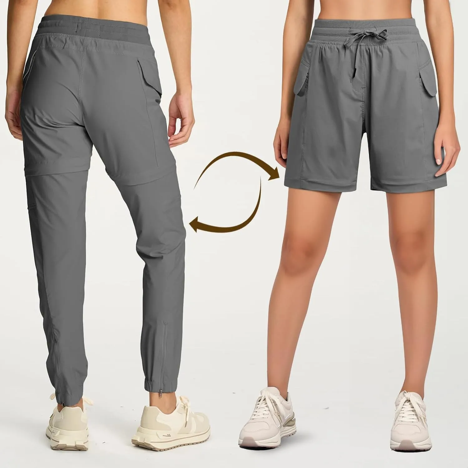 smawell Women's Hiking Pants Convertible Lightweight Zip-Off Outdoor Pants Quick Dry Joggers with Pocket
