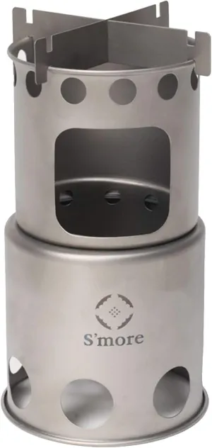 S'more Titanium Chimni Camping Stove, Bonfire Stand, Bonfire Stand, Solo Camp, Cookware, Outdoor Chimney Bonfire Stand, Compact, Opening for Extra Charcoal