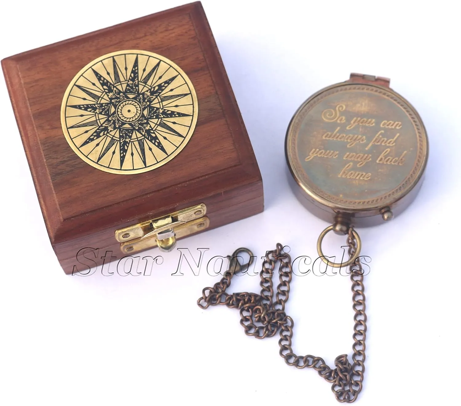 So You Can Antique Compass for Hiking and Survival- Waterproof Brass Nautical Pocket Compass with Leather,Case & Chain for Camping Hunting Climbing Exploring Geology Outdoor Activities (137)