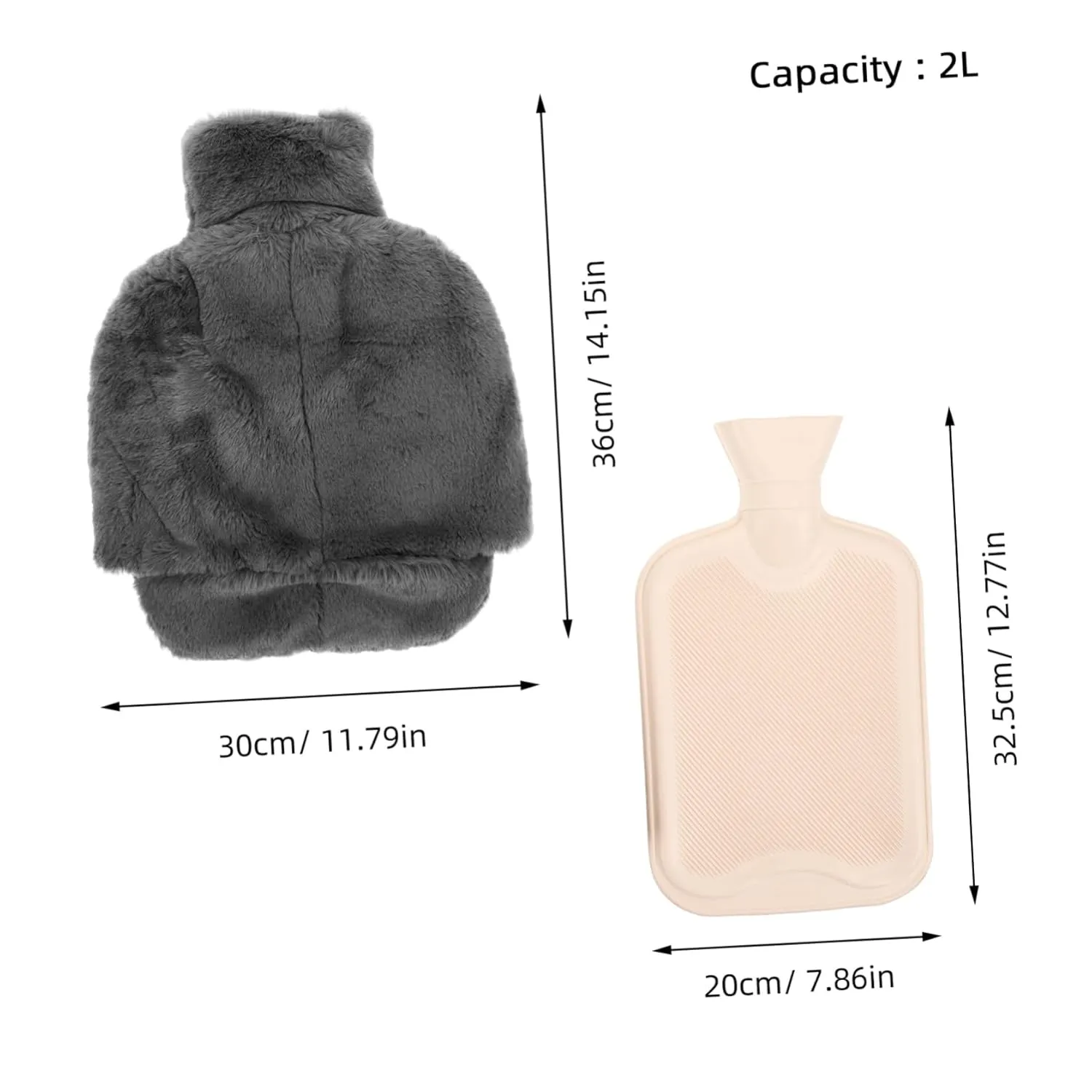 Soft Cover Refillable Hot Water Bottle for Feet Leakproof Plush Warmer with Detachable Washable Cover for Winter Comfort and Relaxation