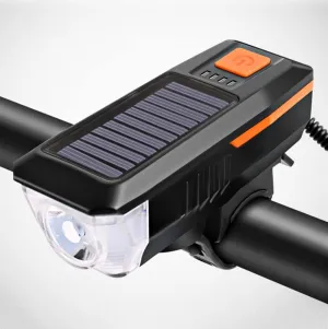 Solar Bicycle Light USB Rechargeable Power Display MTB Mountain Road Bike Front Lamp with Horn Flashlight Bicycle Light