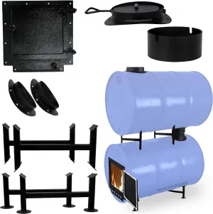 Sonret- Barrel Wood Stove Kit with Double Barrel Stoves Kit – Perfect for for 55 Gallon Drum - Wood Burning Stove - Fire Camp Stove kit for Heating & Cooking