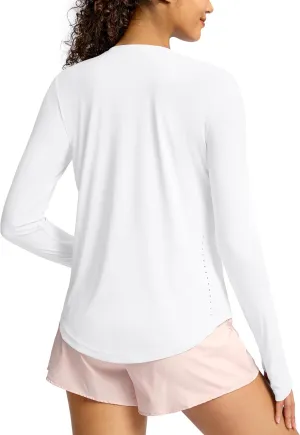 Soothfeel Lightweight Long Sleeve Workout Tops for Women Gym Running Athletic UPF 50  Sun Shirts Tees Moisture Wicking