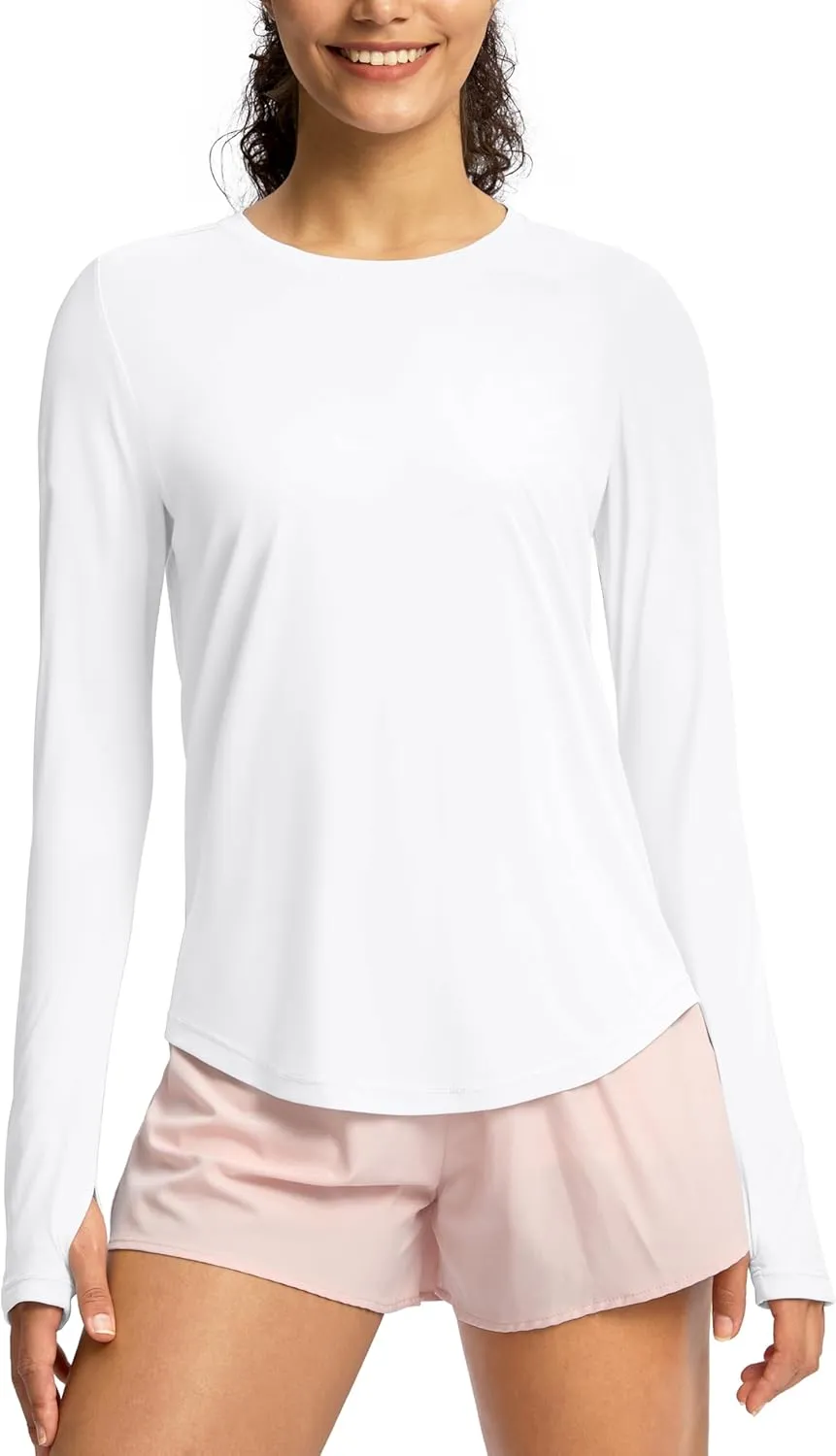 Soothfeel Lightweight Long Sleeve Workout Tops for Women Gym Running Athletic UPF 50  Sun Shirts Tees Moisture Wicking