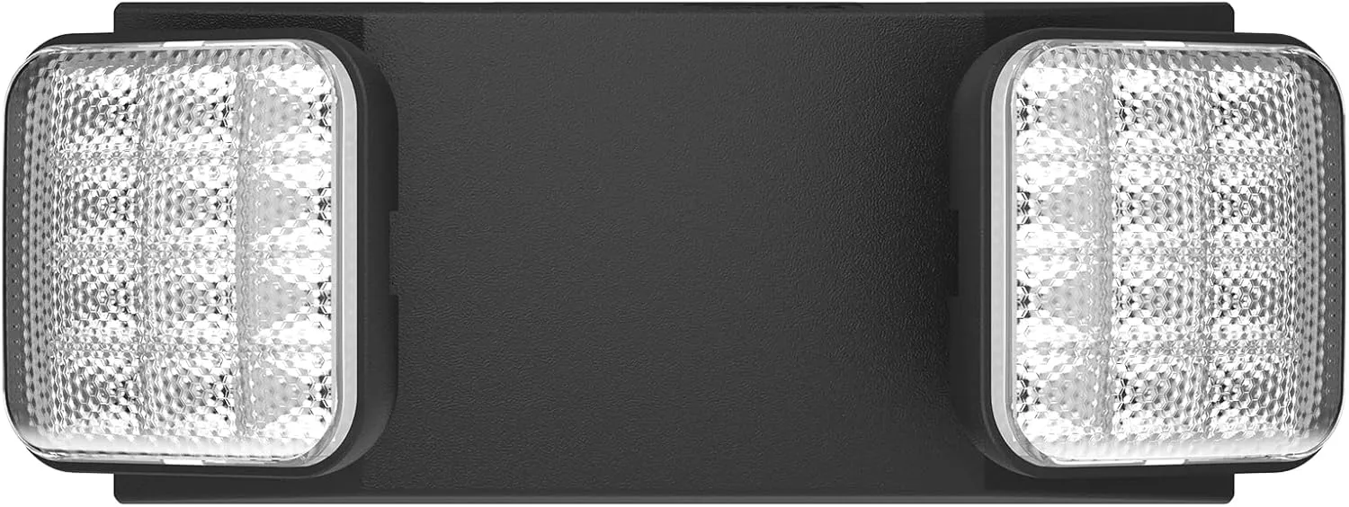 SPECTSUN 1 Pack Black Led Exit Sign with Emergency Lights &Battery Backup -Adjustable Hardwired 2 LED Head-UL Certified-120-277VAC/Commercial Emergency Lights Fixtures for Home/Business.