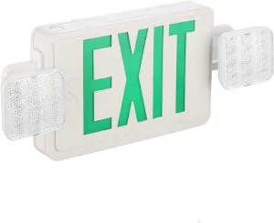 SPECTSUN Led Green Emergency Exit Lights with Battery Backup -Two Adjustable LED Exit Lights Combo, Backup Battery, 120-277V, Wall Or Ceiling Mount, Commercial Grade Double Sided UL