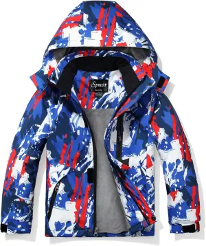 Spmor Boys Waterproof Ski Jacket Warm Coat Windproof Winter Snowboarding Jacket