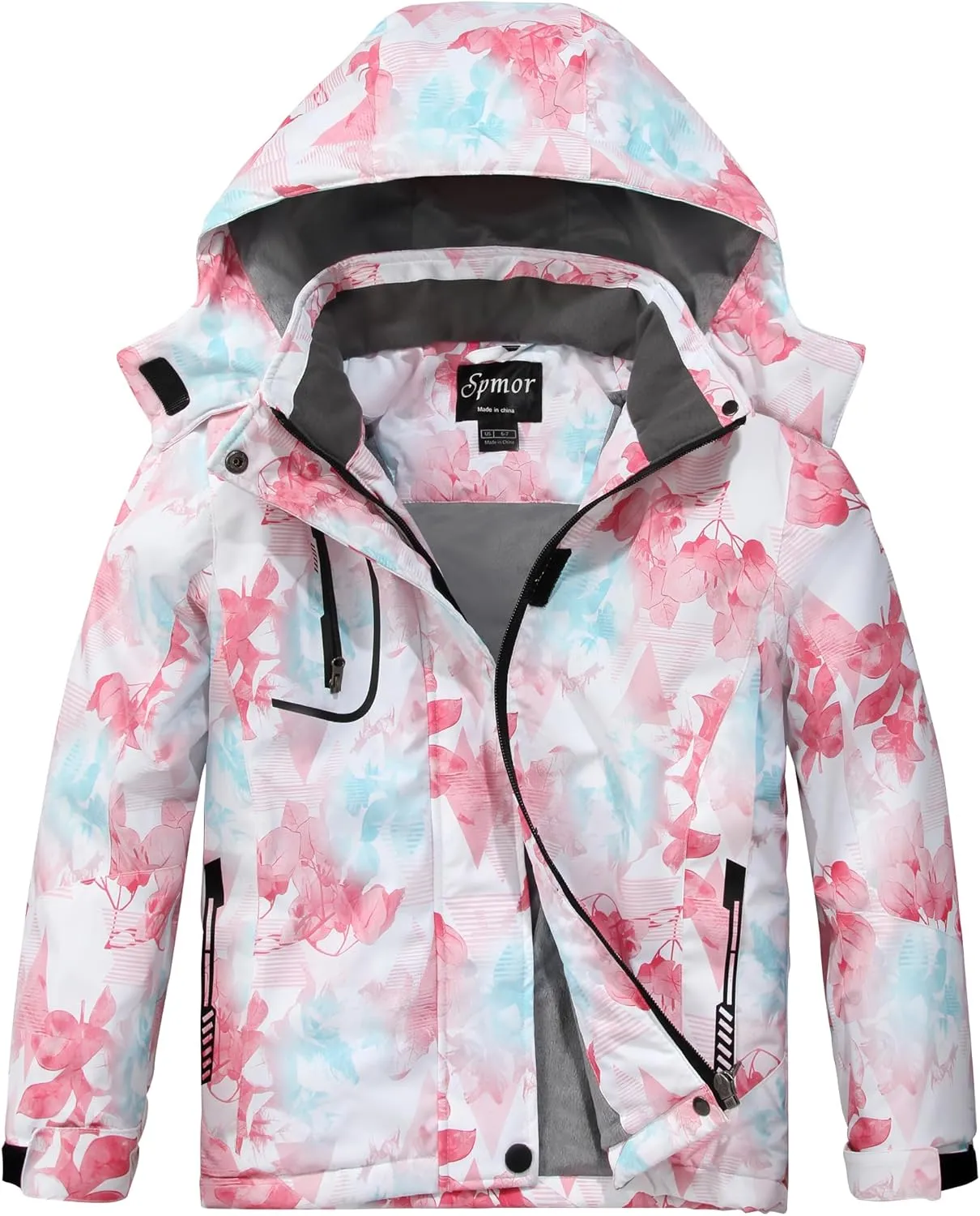Spmor Girls' Waterproof Ski Jacket Warm Coat Windproof Winter Snowboarding Jacket