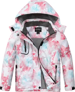 Spmor Girls' Waterproof Ski Jacket Warm Coat Windproof Winter Snowboarding Jacket