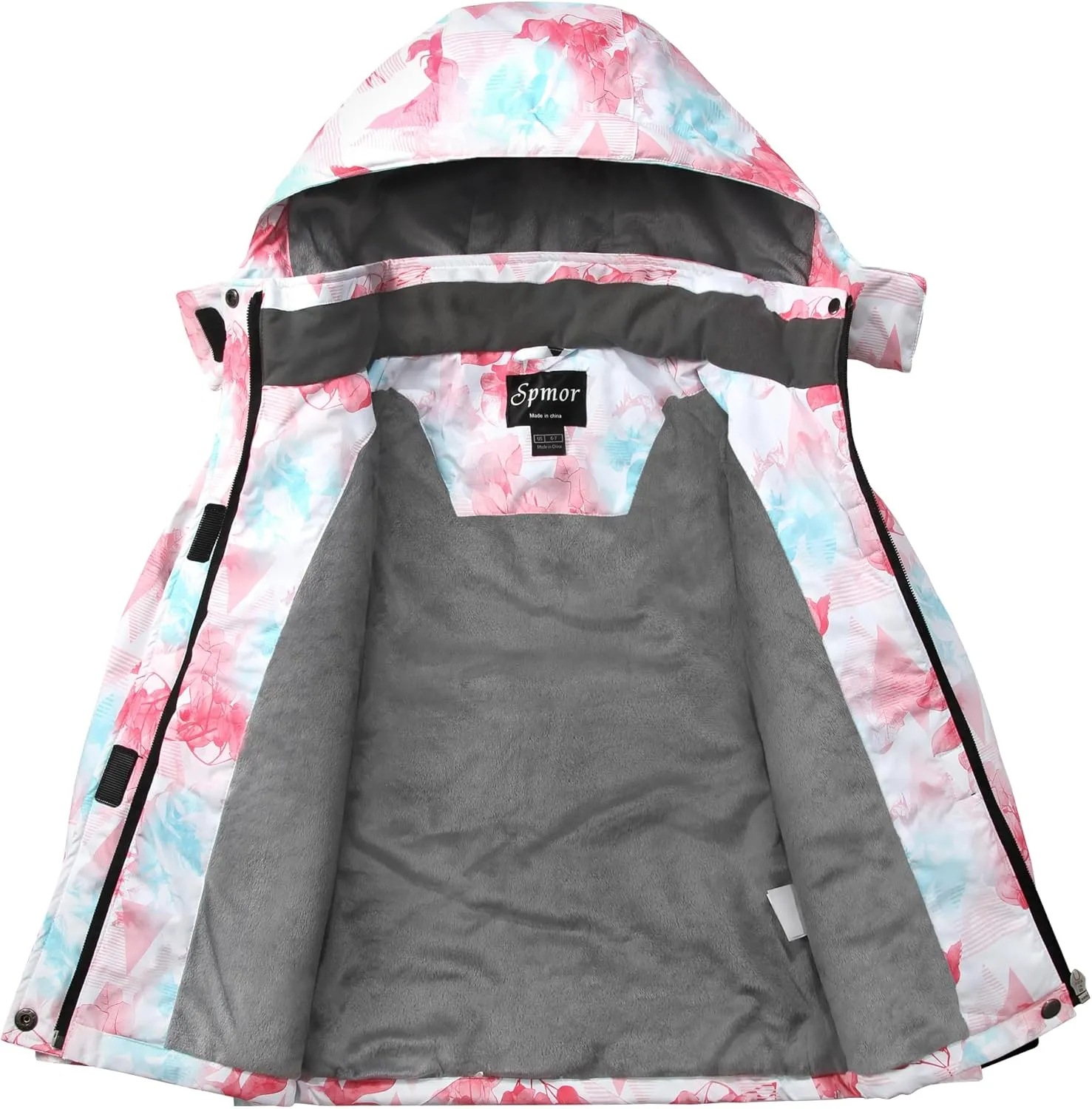 Spmor Girls' Waterproof Ski Jacket Warm Coat Windproof Winter Snowboarding Jacket