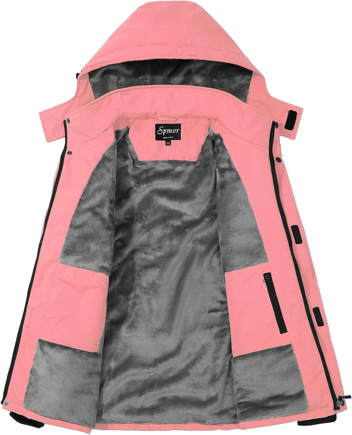 Spmor Women's Waterproof Ski Jacket Mountain Rain Winter Coat Windproof Skin Hooded Jacket