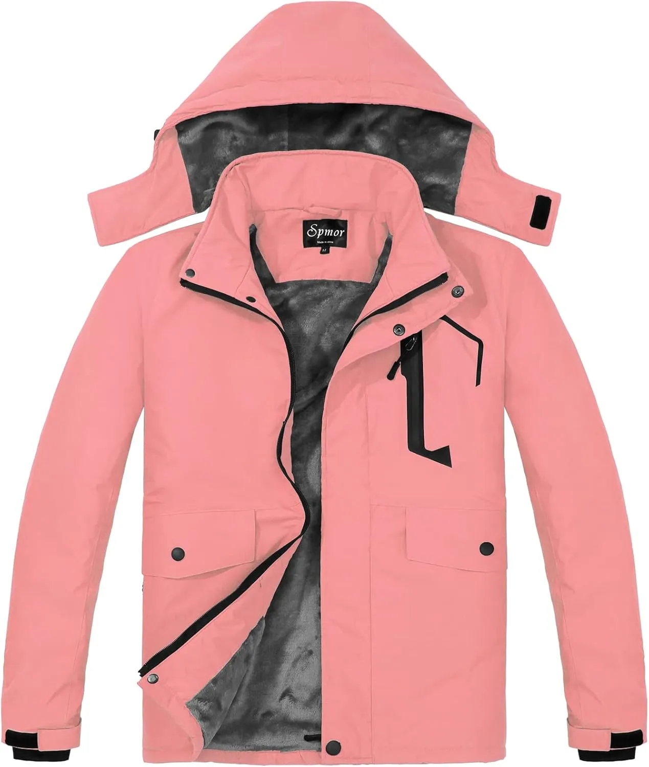 Spmor Women's Waterproof Ski Jacket Mountain Rain Winter Coat Windproof Skin Hooded Jacket