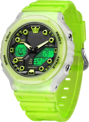 Sport Watches for Men Women, Relojes para Hombres Digital Analog 5ATM Waterproof Watch with Countdown Alarm 12/24H World Time Stopwatch