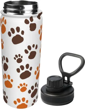 Sports Water Bottle Dogs Paw Prints Insulated Stainless Steel Water Bottles, 18 oz Water Cup Flask for Fitness Outdoor Sports Hiking Cycling
