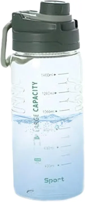 Sports Water Bottle with Filter and Handle 1500ml PC PP Fitness Water Bottle with Scale Portable Transparent Leakproof Thickened #