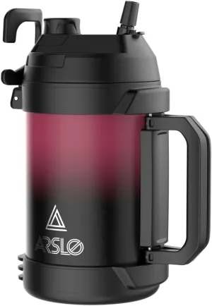 Sports Water Jug - Gallon Water Bottle - Large Insulated Stainless Steel Bottle for Gym, Workouts, Basketball, Football, Soccer - Keep Water Cold for Up To 24 Hours - 128 Ounce (Red Black)