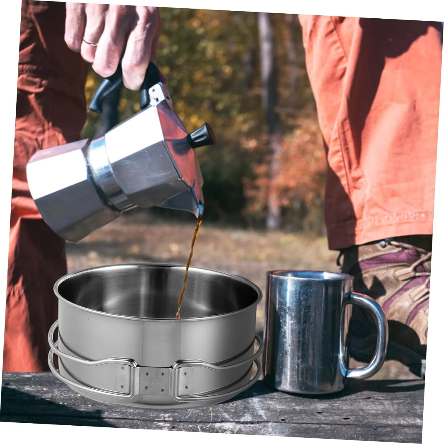 Stainless Steel Cooking Utensils Camping Pans Kit Outdoor Portable Camping Cooking Utensils Stackable