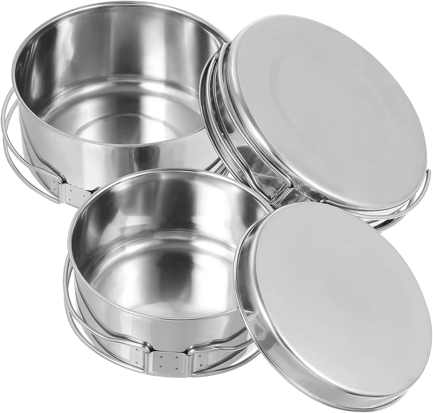 Stainless Steel Cooking Utensils Camping Pans Kit Outdoor Portable Camping Cooking Utensils Stackable