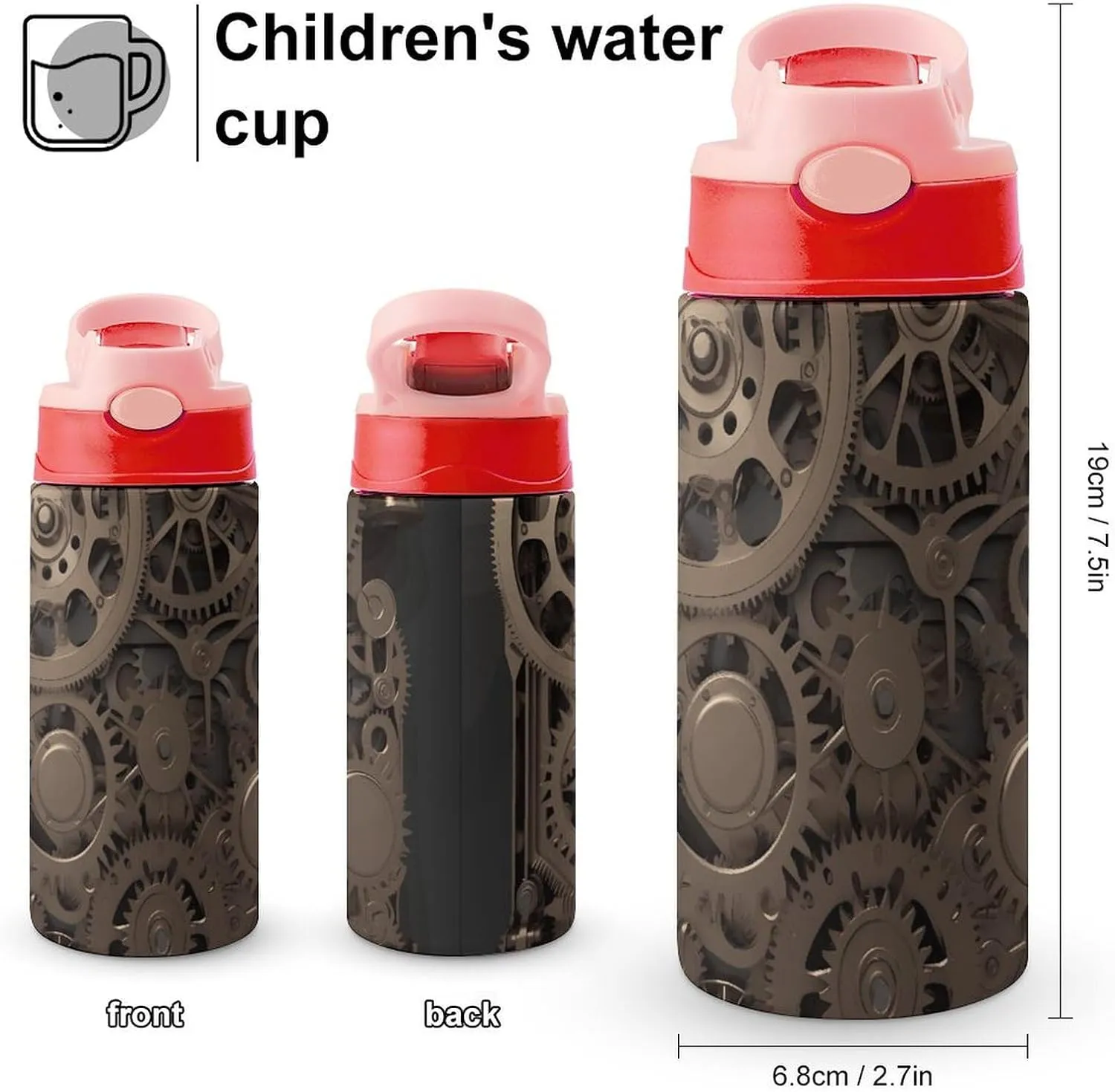 Stainless Steel Cup, Steampunk Mechanical Gears Print Sports Cup Perfect for Travel, Beach, Sports, And Everyday Hydration