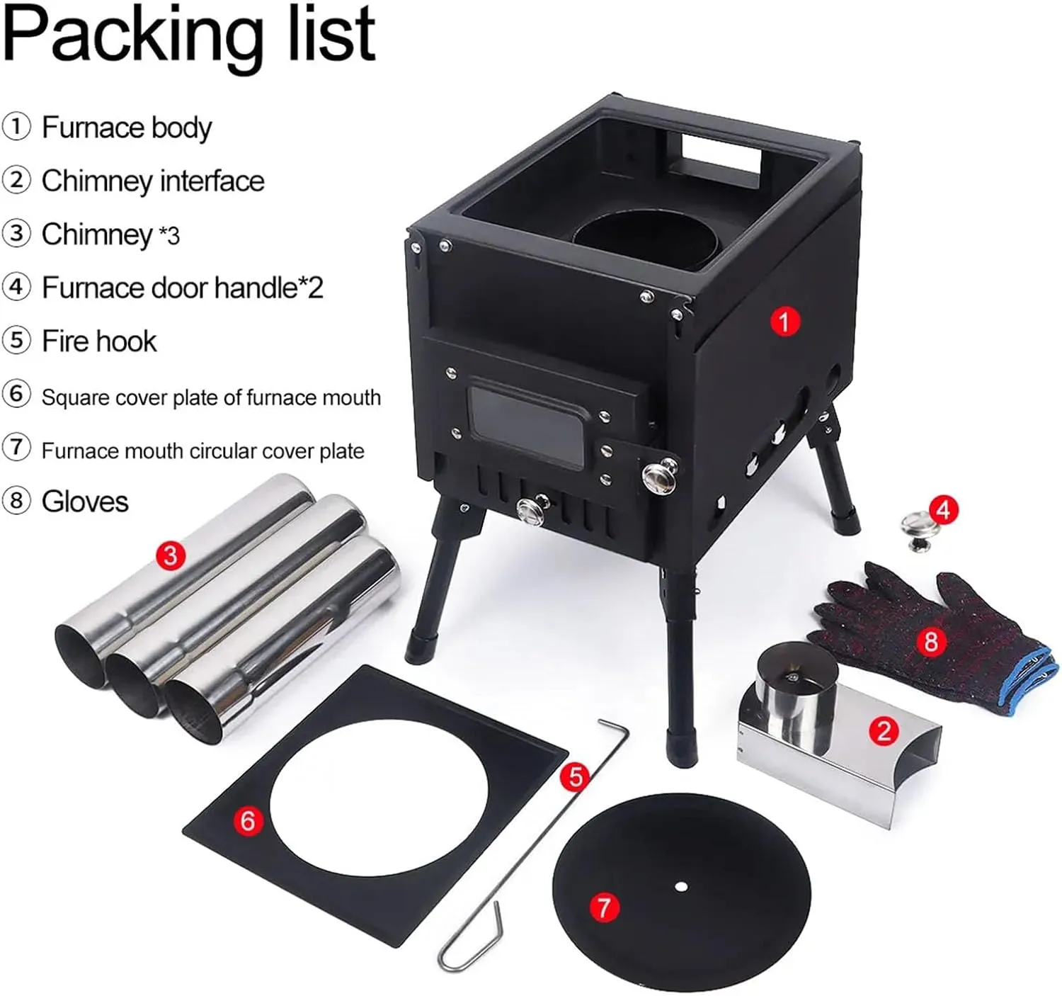 Stainless Steel Hot Tent Wood Stove, Outdoor Cooking Stove Folding & Lightweight Wood Burning Stove for Picnic Hiking Backpacking BBQ