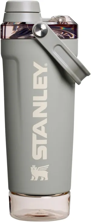 Stanley Activate Shaker Bottle 20 oz | Leakproof Insulated Stainless Steel Shaker Cup | Base Storage and Twist On Fast Flow Lid | Protein Shakes and Pre Workout Powder | BPA-Free | Sage Grey