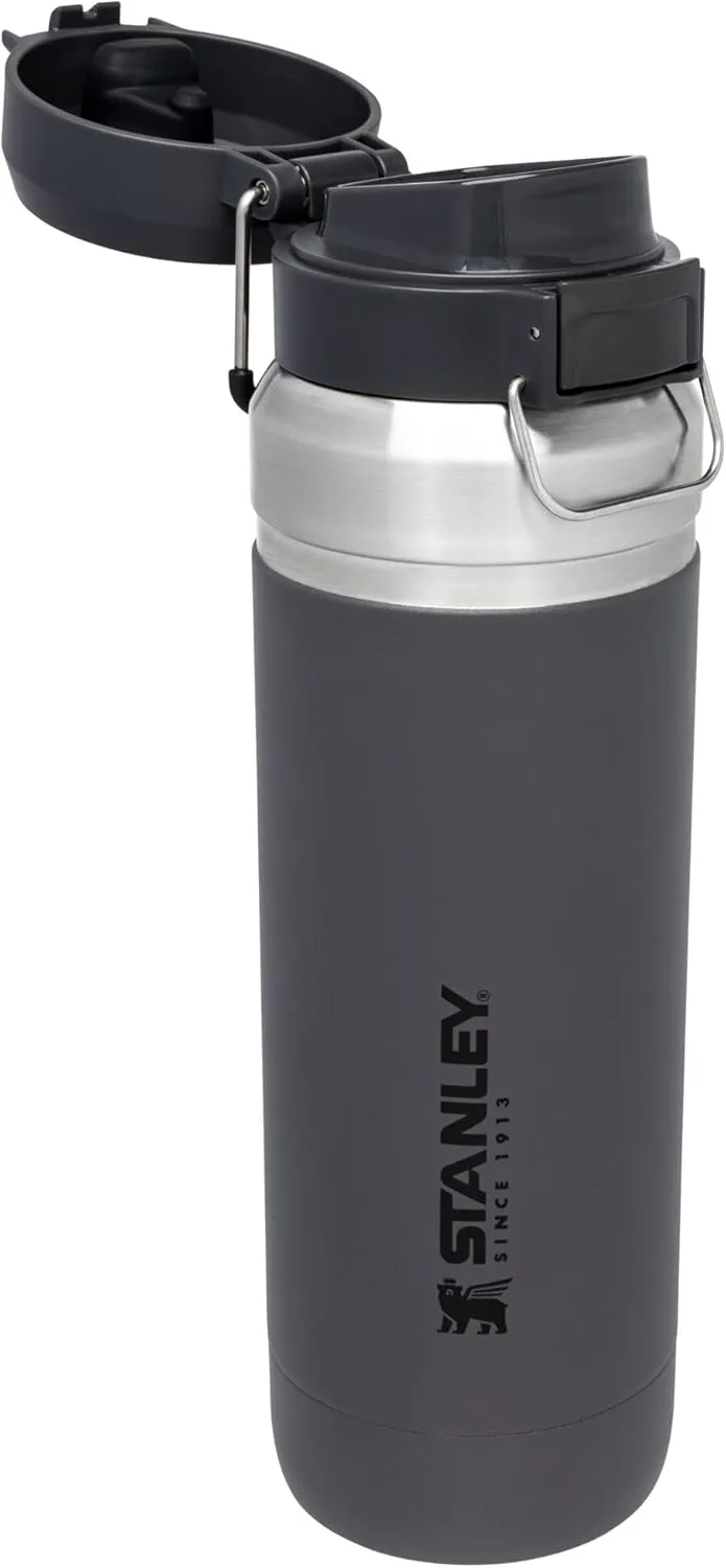 Stanley Quick Flip GO Water Bottle 36 oz | Push Button Lid | Leakproof and Packable for Travel and Sports | Insulated Stainless Steel | BPA-Free | Charcoal