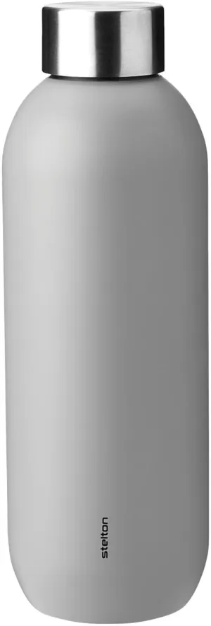 Stelton Keep Cool Thermos Flask, Thermal Drinking Bottle, Double-Walled Insulated Jug, Modern Design Thermal Mug for Water, Hot & Cold Drinks, Coffee, Tea, 0.6 Litres, Light Grey