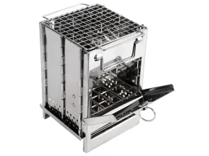 Stove Interactive with Rack Burning Grid Stove Outdoor Cooking Wood Camping Folding Digital-first Portable