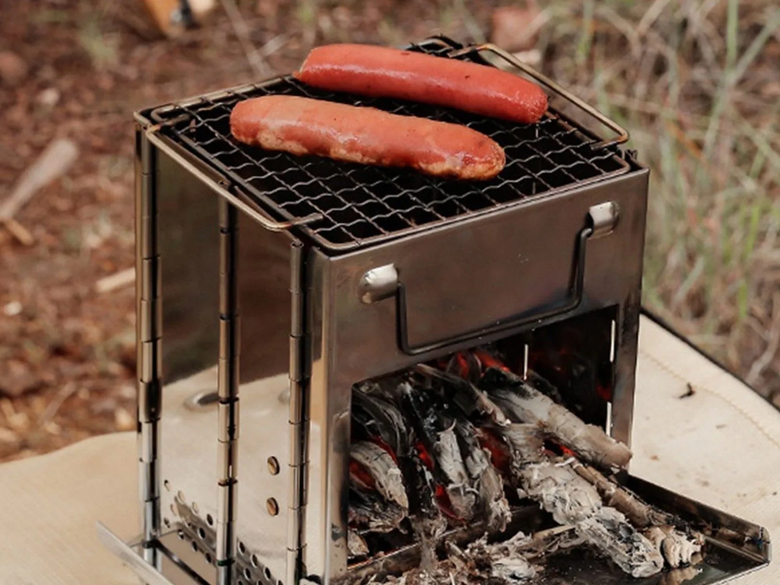 Stove Interactive with Rack Burning Grid Stove Outdoor Cooking Wood Camping Folding Digital-first Portable